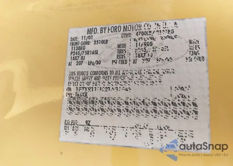 2002 Ford Ranger Edge z USA, uszkodzony, nr VIN 1FTYR11U52TA31648